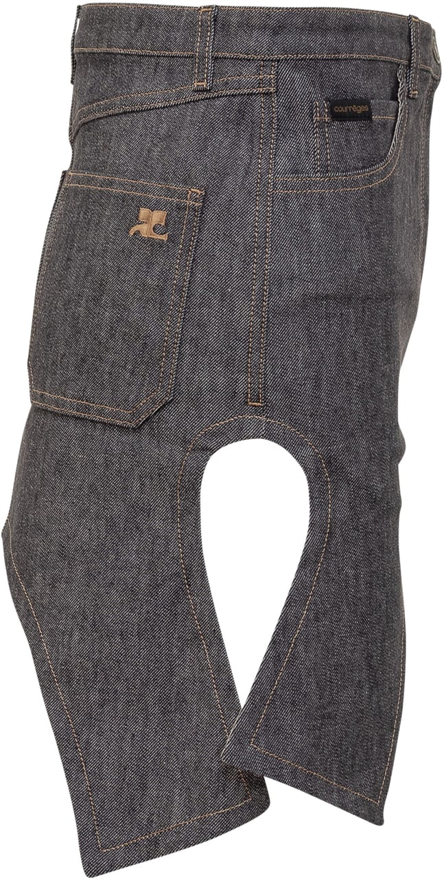 COURREGES Gonna in Denim Rovesciata Blauw