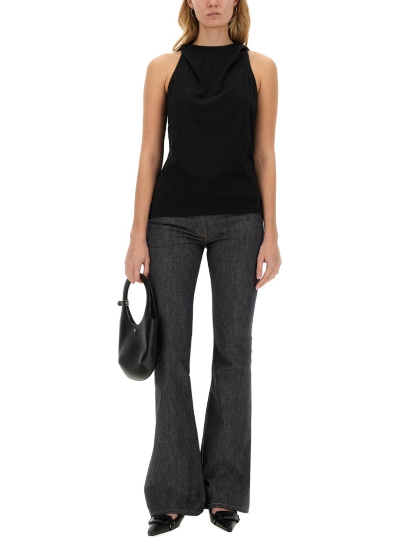 COURREGES Hooded Sleeveless Top Zwart