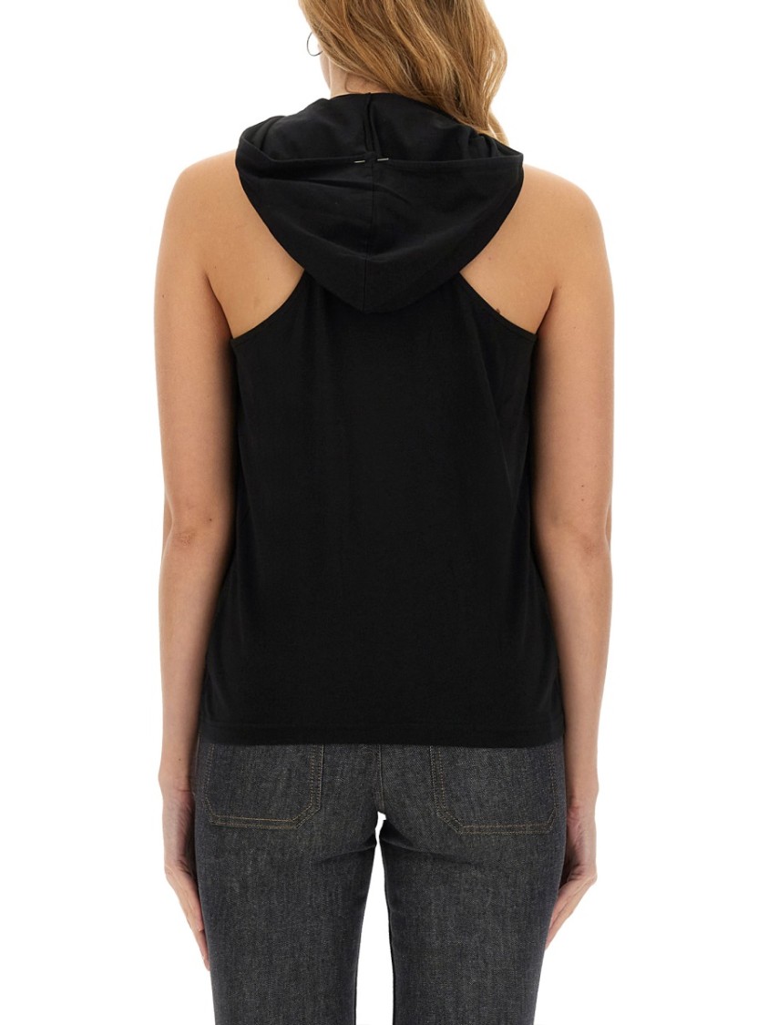 COURREGES Hooded Sleeveless Top Zwart