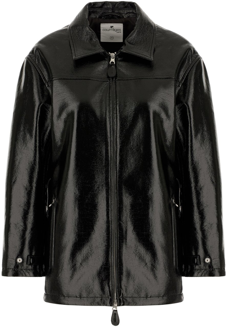COURREGES Courreges Black synthetic leather jacket Zwart