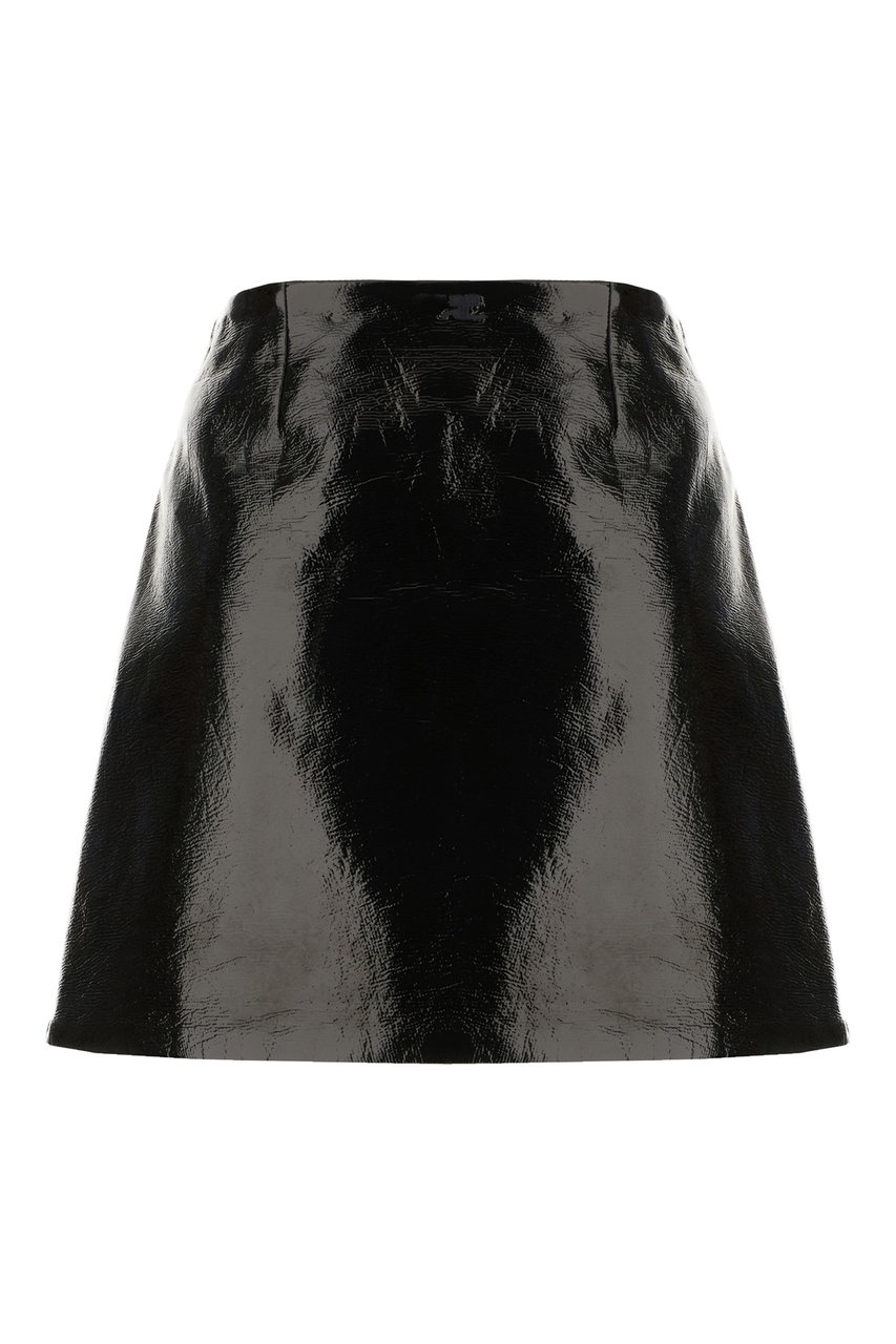 COURREGES Courreges Black synthetic leather mini skirt Zwart