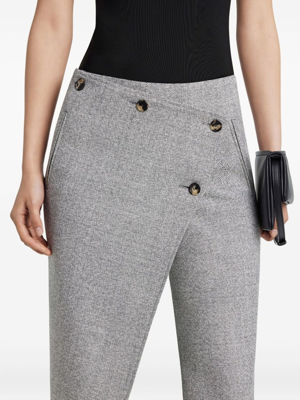 COURREGES Wide-Leg Trousers With Asymmetrical Cross-Button Panel Grijs