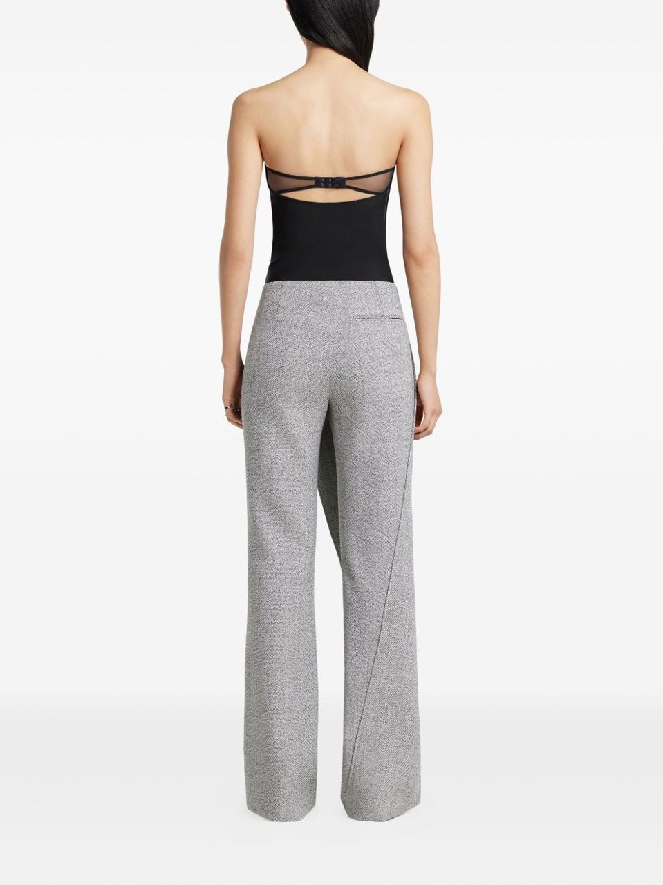 COURREGES Wide-Leg Trousers With Asymmetrical Cross-Button Panel Grijs
