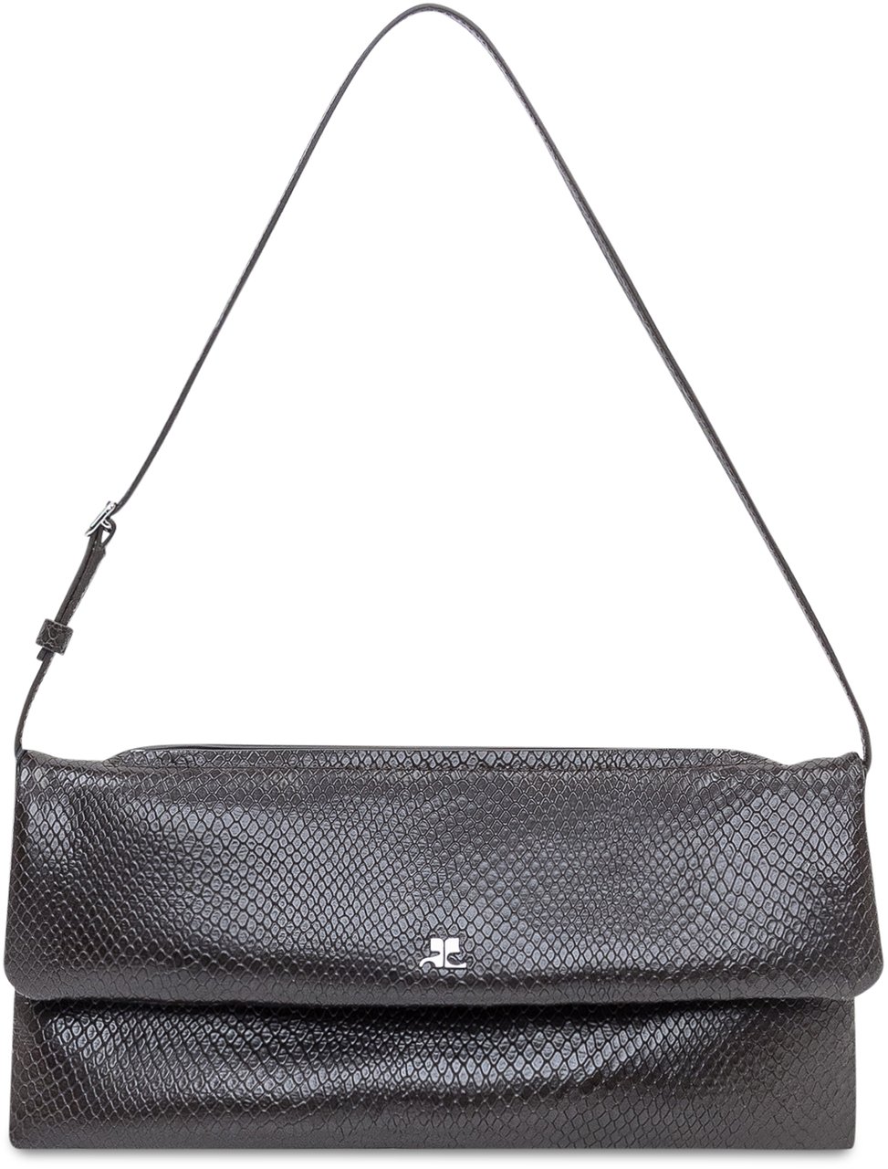 COURREGES Courrèges Cuff Viper Clutch in Pelle Nera Bruin