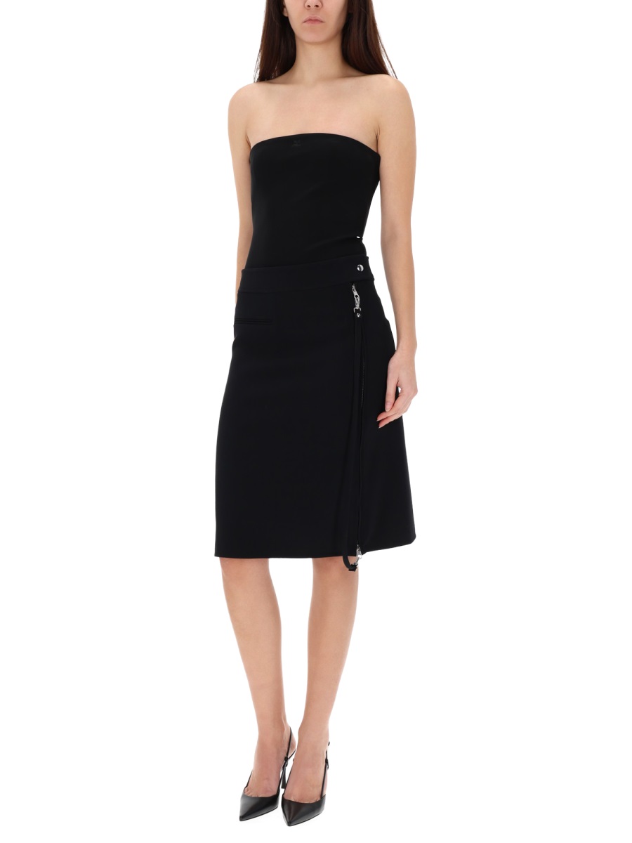 COURREGES Black Strapless Mesh Panel Top Zwart