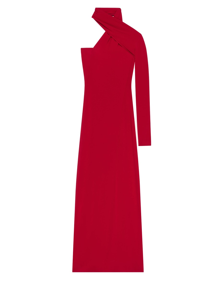 COURREGES Neutrals Draped One Shoulder Dress Rood