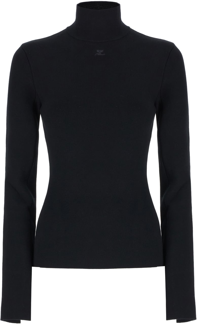 COURREGES Courreges Black viscose blend sweater Zwart