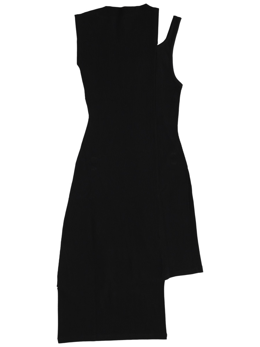 COURREGES Neutrals Ribbed Oblique Asymmetrical Dress Zwart