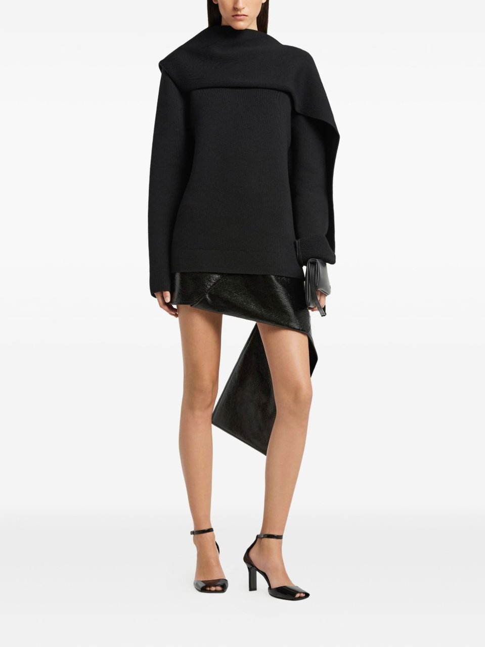 COURREGES Patent Leather Peep Toe Ankle Strap Pumps Zwart