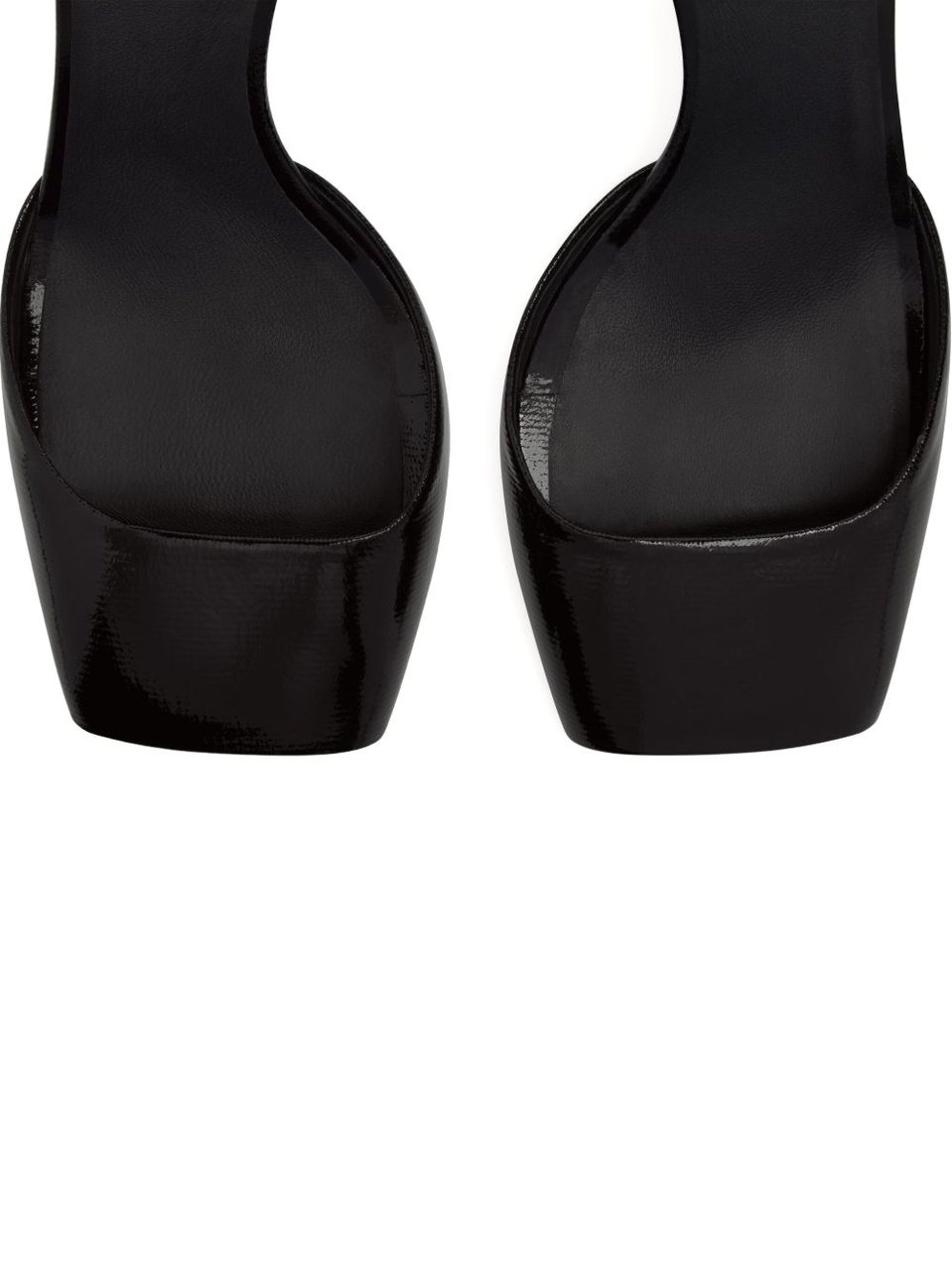 COURREGES Patent Leather Peep Toe Ankle Strap Pumps Zwart