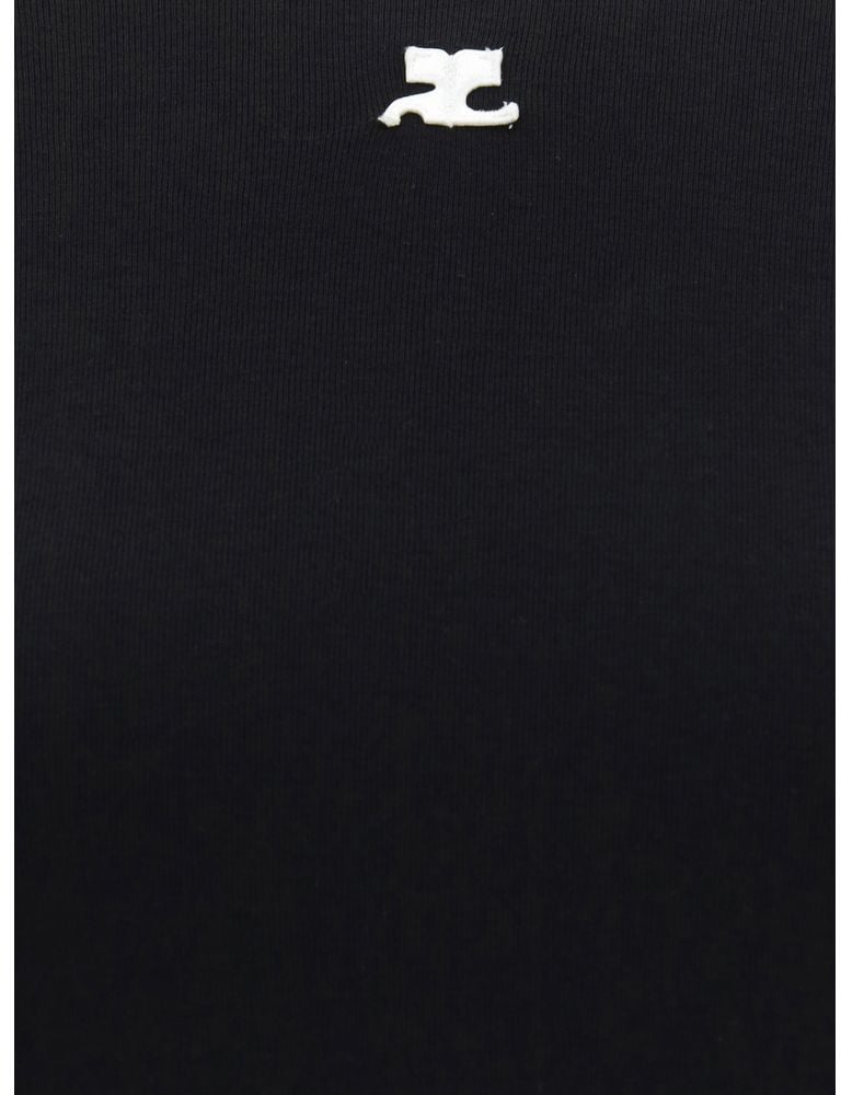 COURREGES Courrèges Black Cotton T-Shirt Zwart