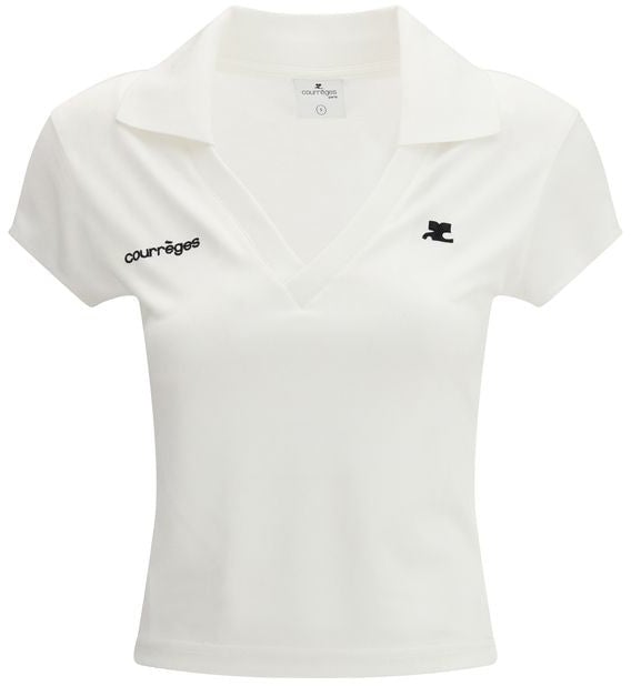 COURREGES Courrèges White Cotton Polo Shirt Wit