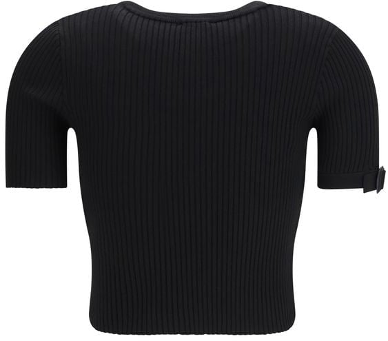 COURREGES Courrèges Black Viscose T-Shirt Zwart