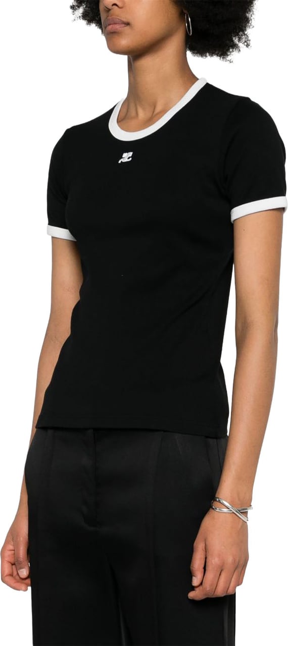 COURREGES Top Black/White Zwart
