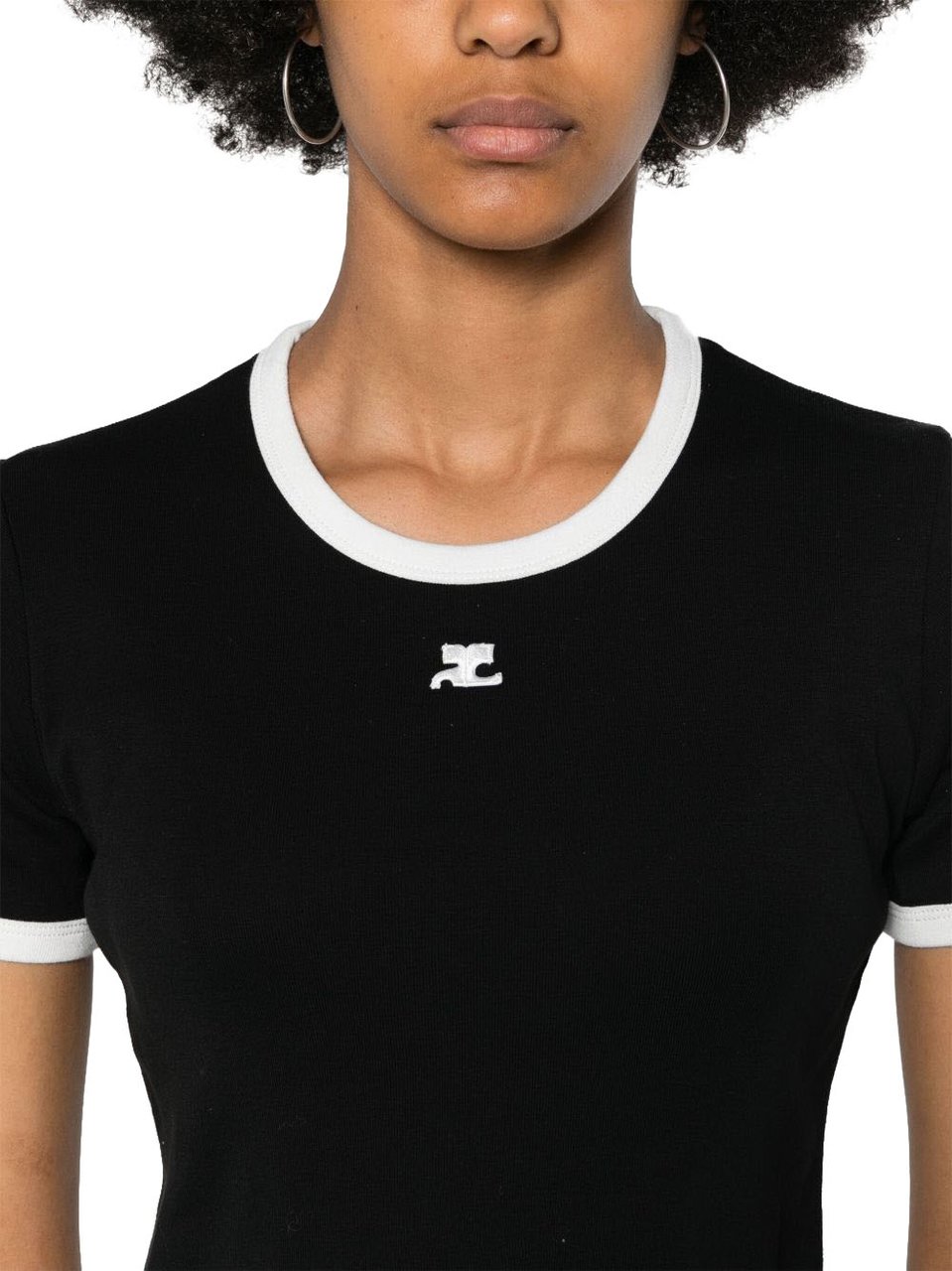 COURREGES Top Black/White Zwart