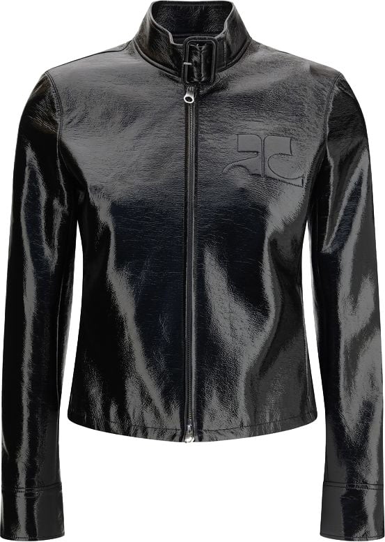 COURREGES Courrèges Black Cotton Full-Length Jacket Zwart
