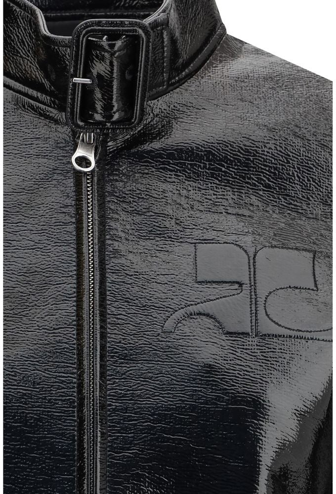 COURREGES Courrèges Black Cotton Full-Length Jacket Zwart