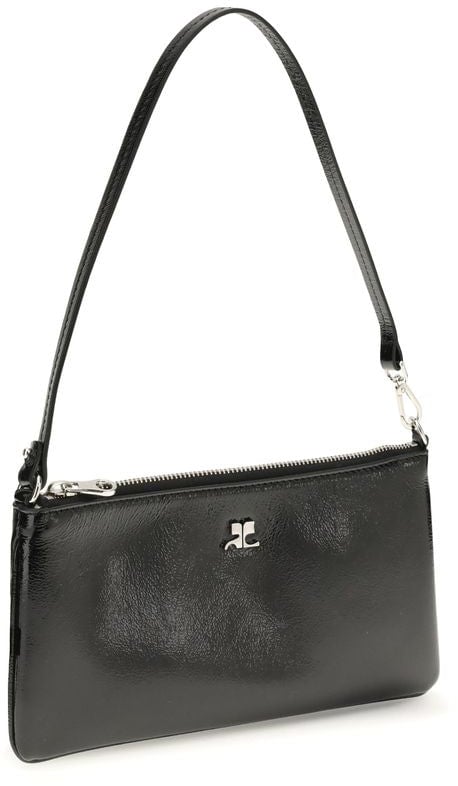 COURREGES Courrèges Black Cowhide Shoulder Bag Zwart