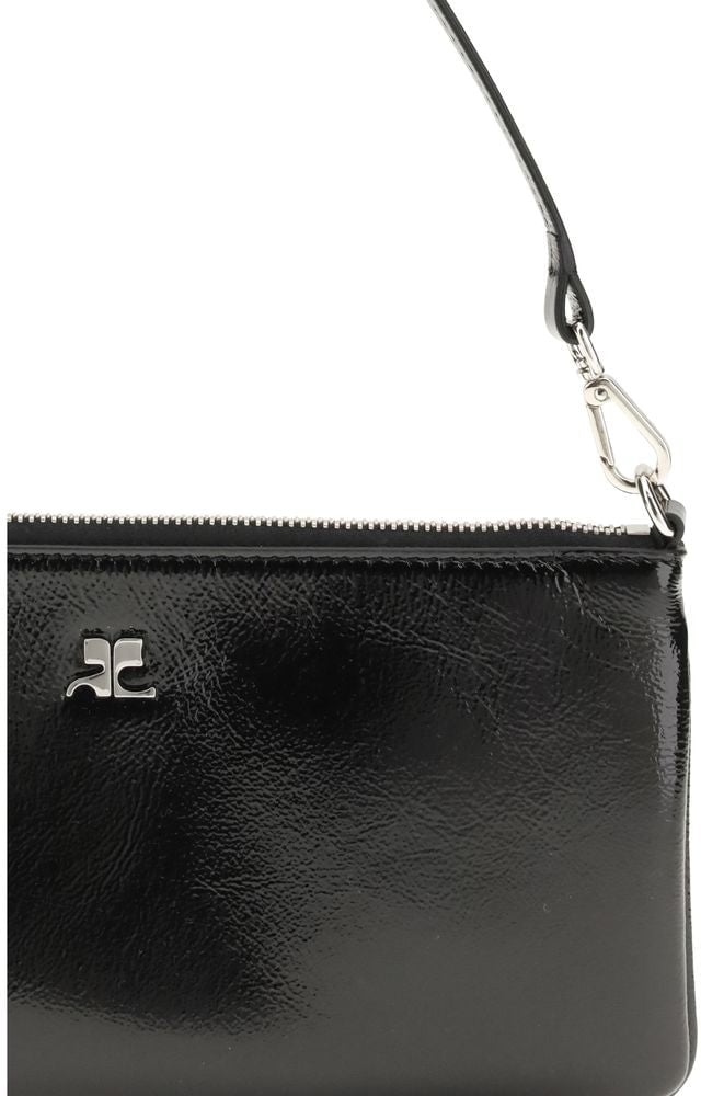 COURREGES Courrèges Black Cowhide Shoulder Bag Zwart