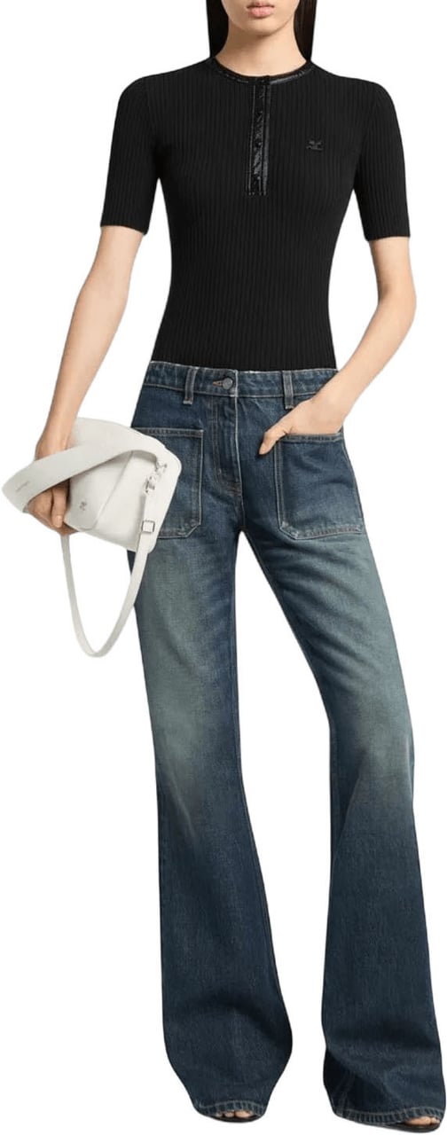 COURREGES VINTAGE DENIM FLARED JEANS Blauw
