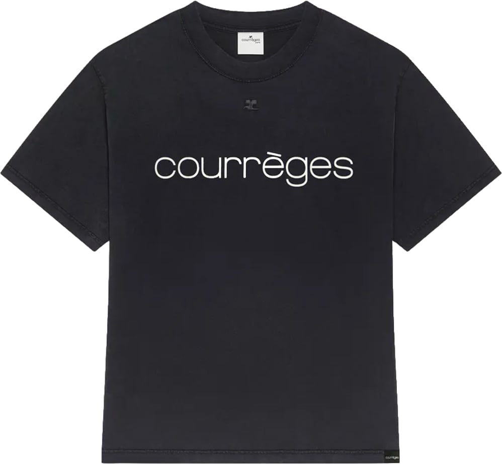 COURREGES LOGO PRINT OVERSIZED T-SHIRT Zwart