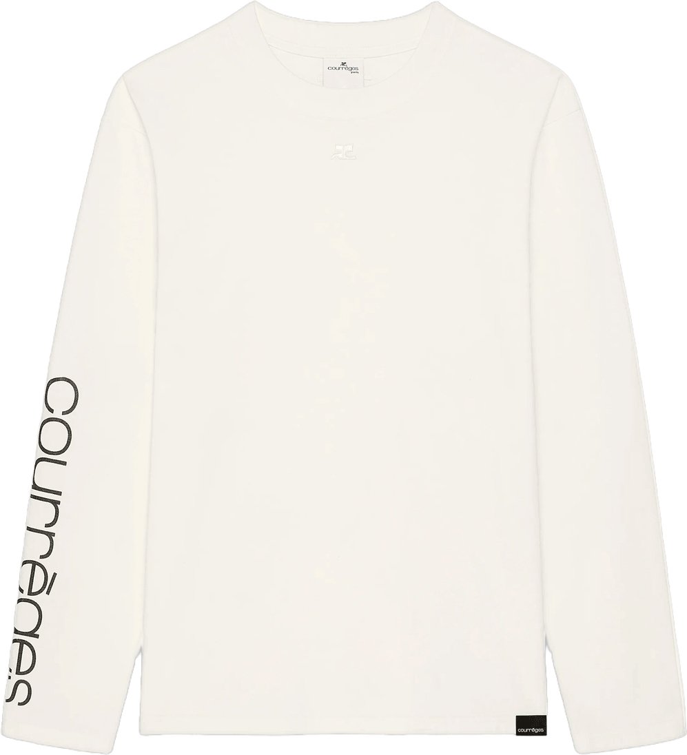 COURREGES LOGO PRINT LONG SLEEVE T-SHIRT Wit
