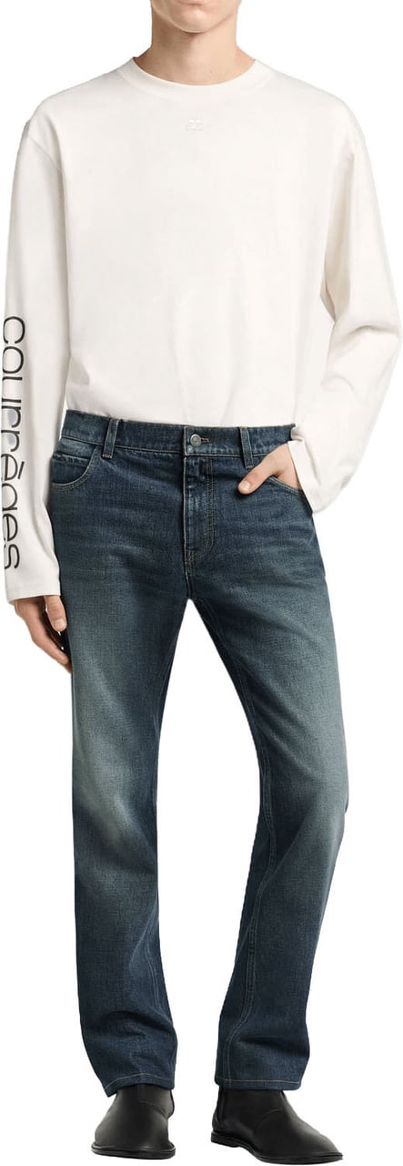 COURREGES LOGO PRINT LONG SLEEVE T-SHIRT Wit