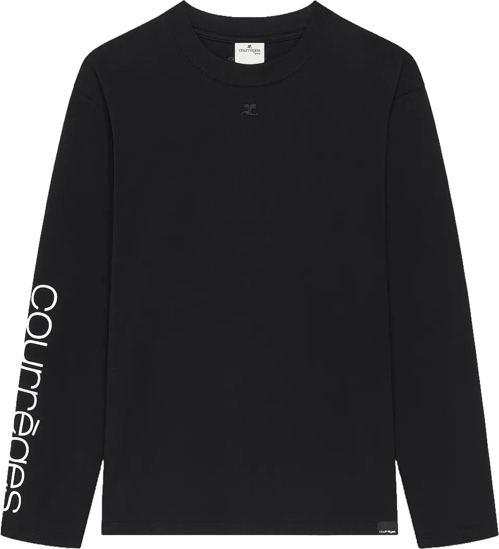 COURREGES LOGO PRINT LONG SLEEVE T-SHIRT Zwart