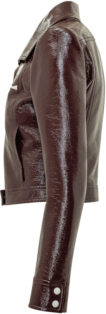 COURREGES Giacca Cropped Lucida con Logo Bruin