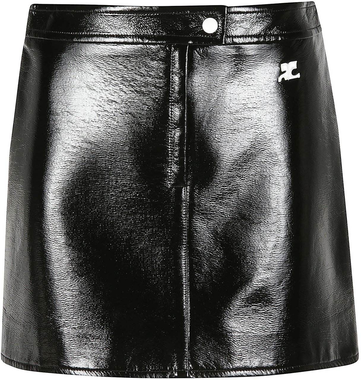 COURREGES Reedition Vynil Mini Skirt Black Zwart