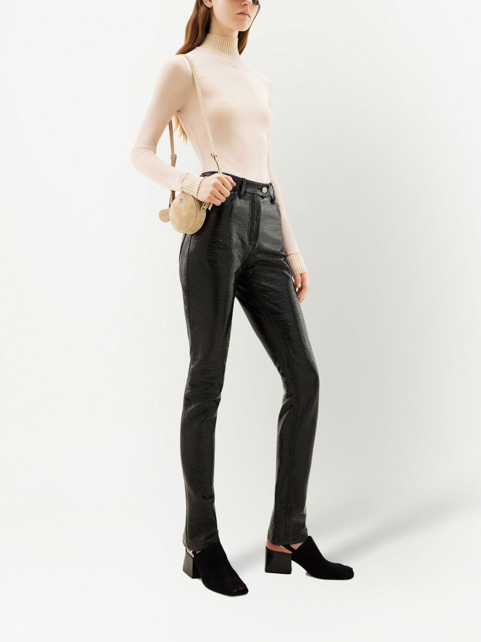 COURREGES Black Stretch Cotton Trousers Zwart