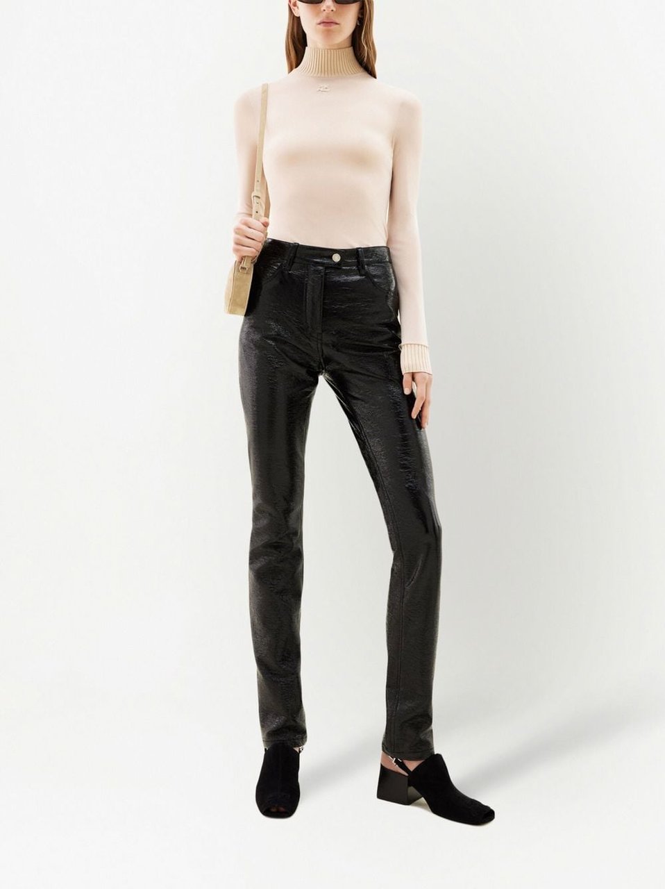 COURREGES Black Stretch Cotton Trousers Zwart