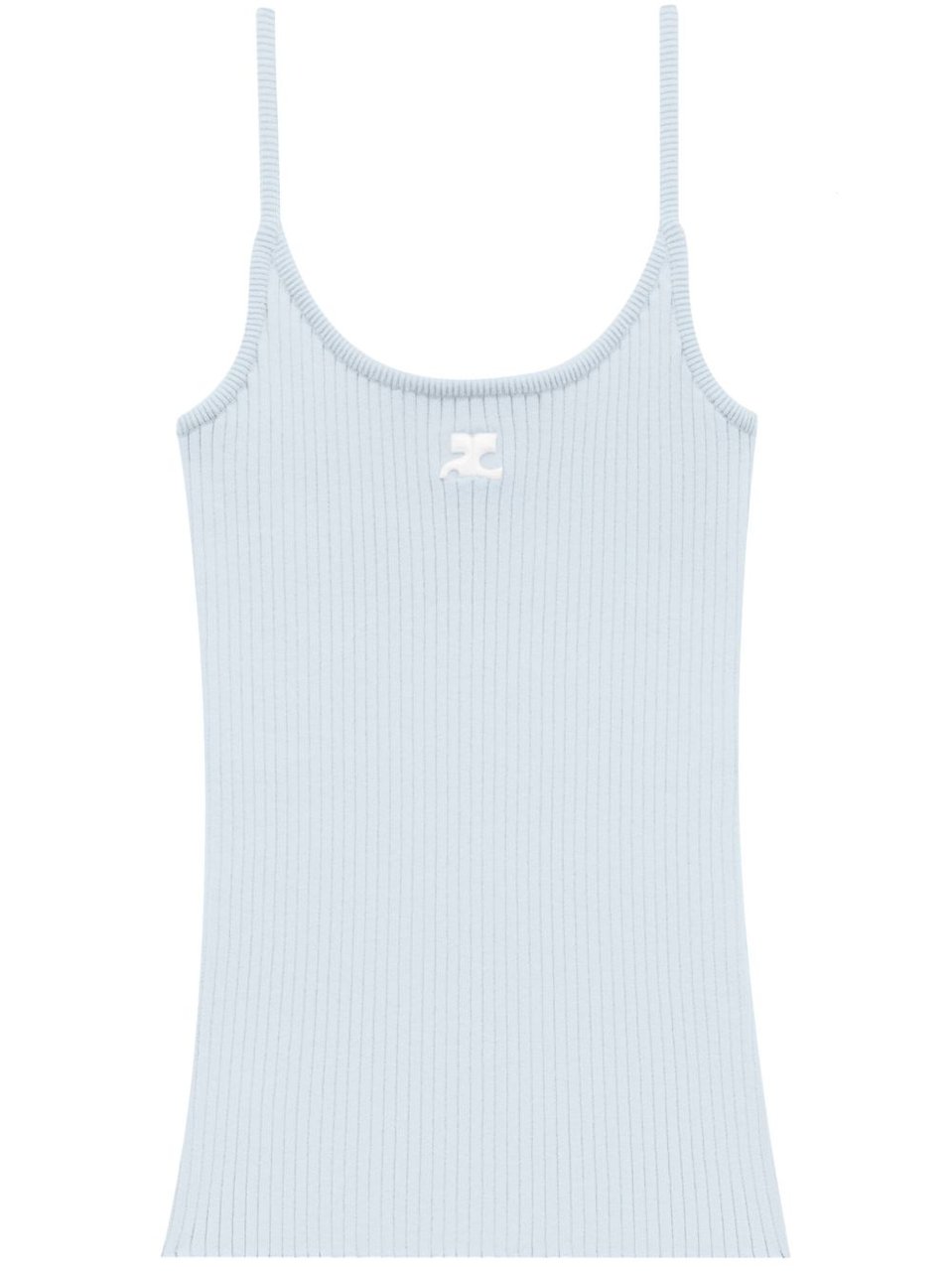 COURREGES Ribbed Knit Tank Top With Spaghetti Straps Wit