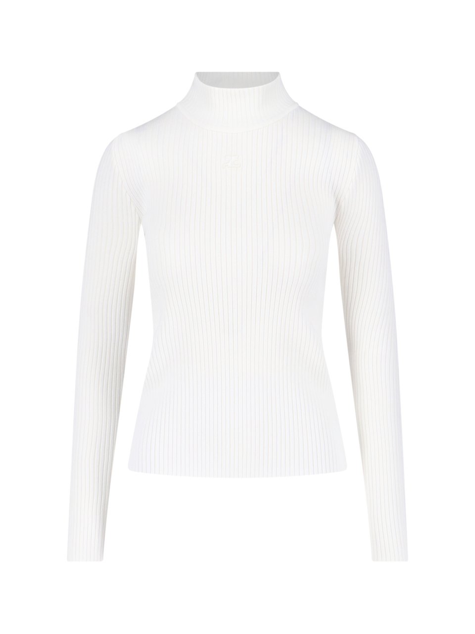 COURREGES White Ribbed Viscose Blend Turtleneck Wit