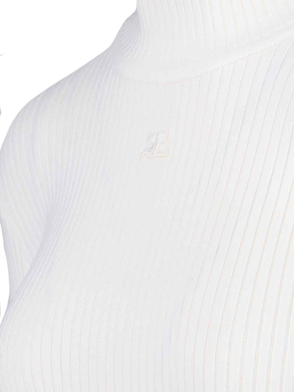 COURREGES White Ribbed Viscose Blend Turtleneck Wit