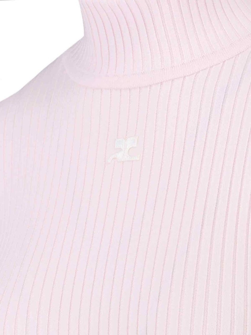 COURREGES Logo Turtleneck, In Pink Viscose Blend Roze