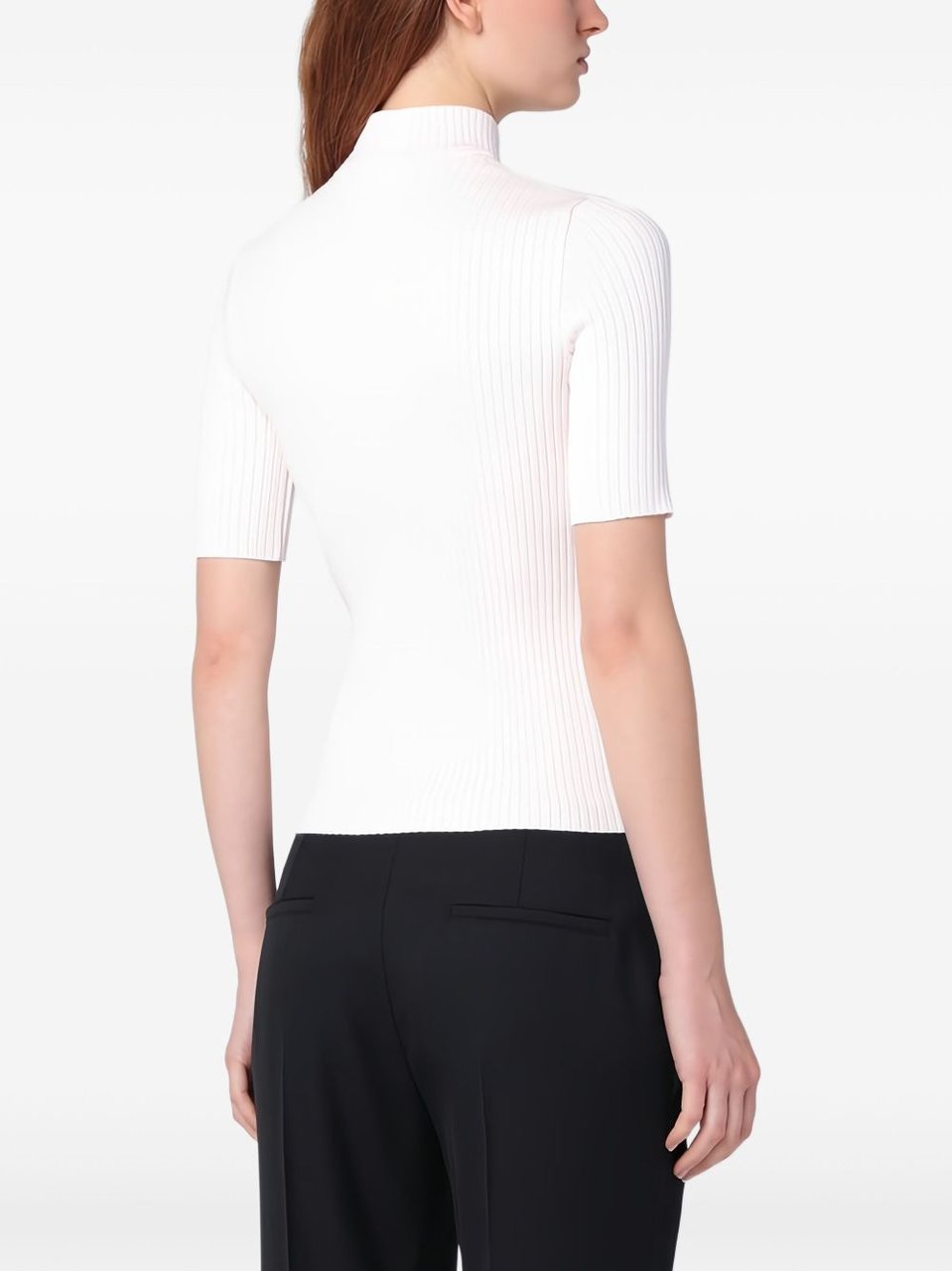 COURREGES Ribbed Silk-Nylon Top With Mock Neck Wit