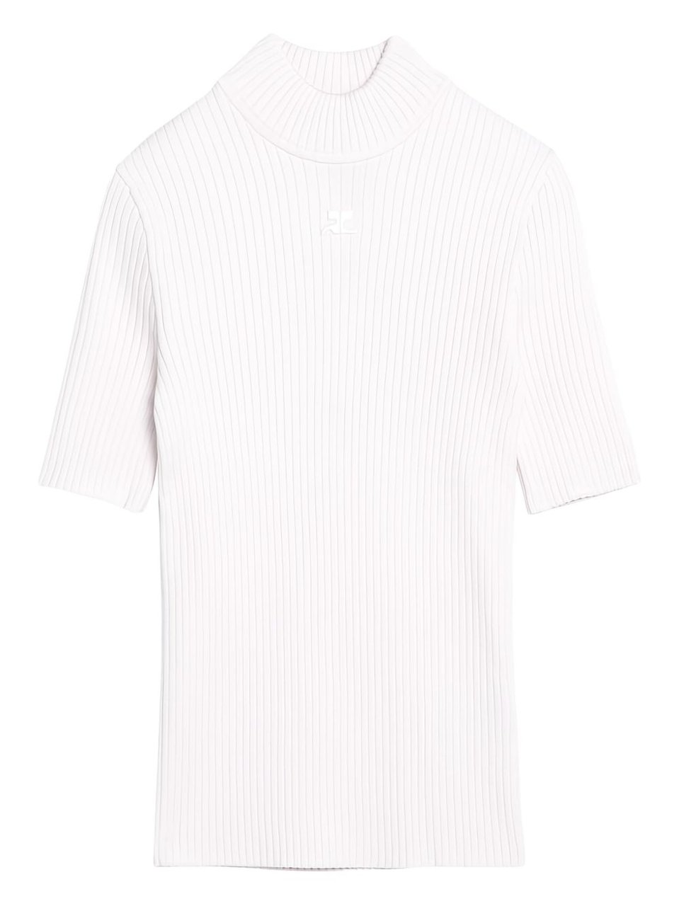 COURREGES Ribbed Silk-Nylon Top With Mock Neck Wit