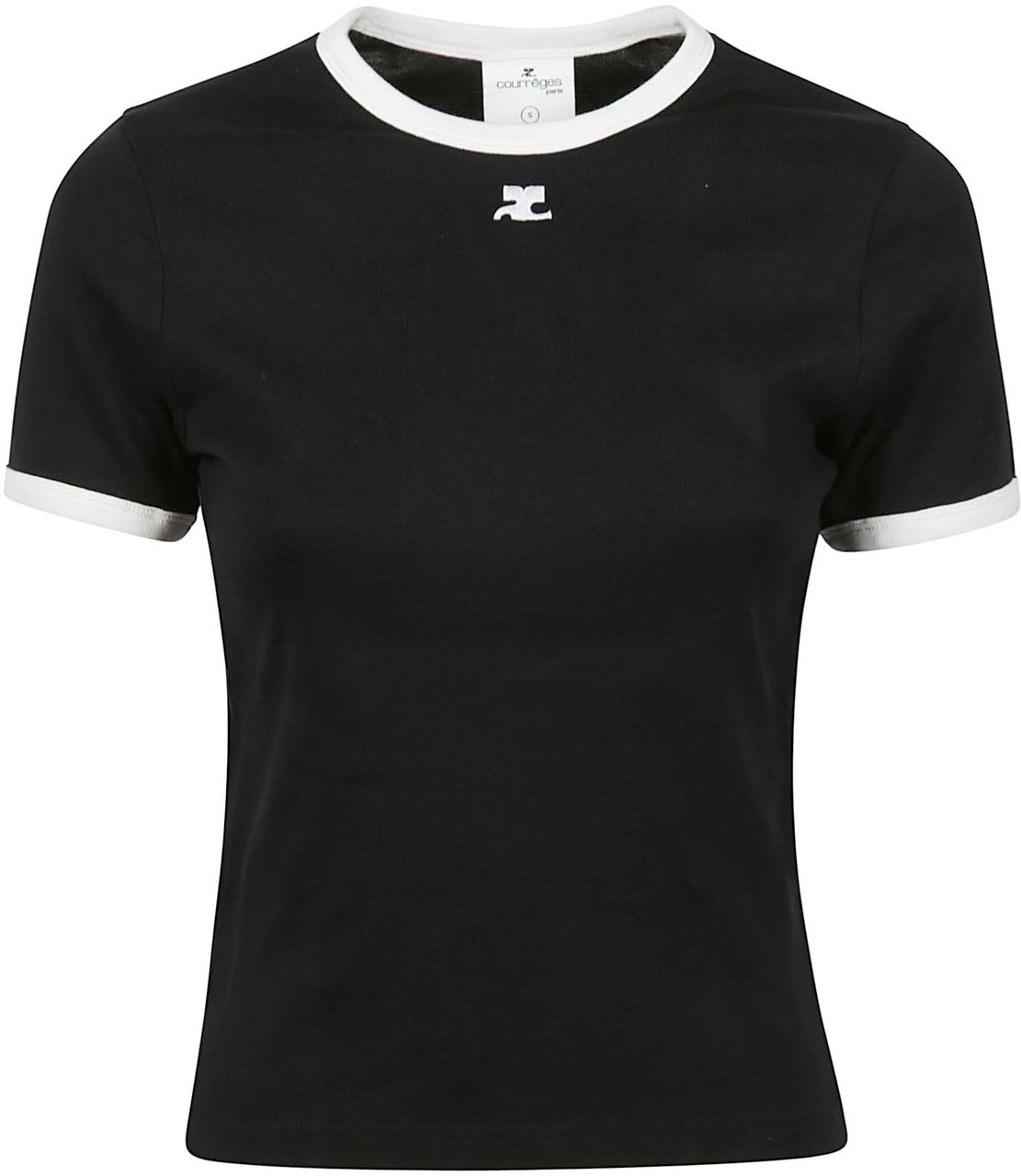 COURREGES Signature Contrast T-shirt Black Zwart