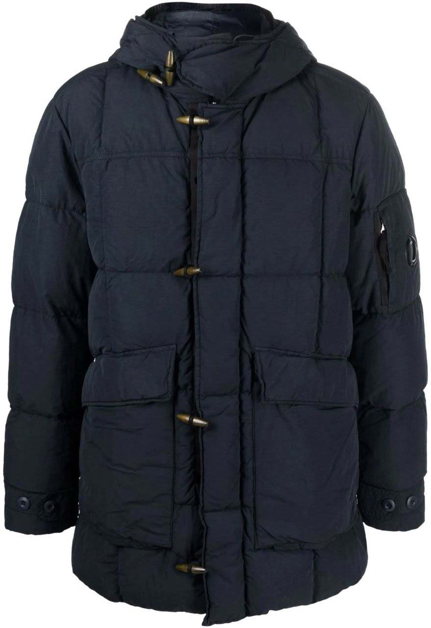 CP Company Lens Logo Down Parka Jacket Blauw