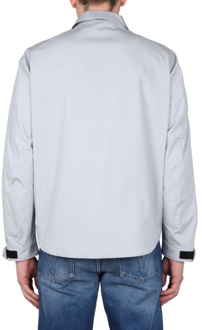 CP Company Front Zip Shirt With Classic Collar And Logo Detail Grijs