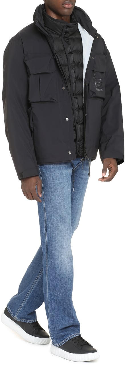 CP Company Technical fabric jacket with internal removable down jacket Zwart