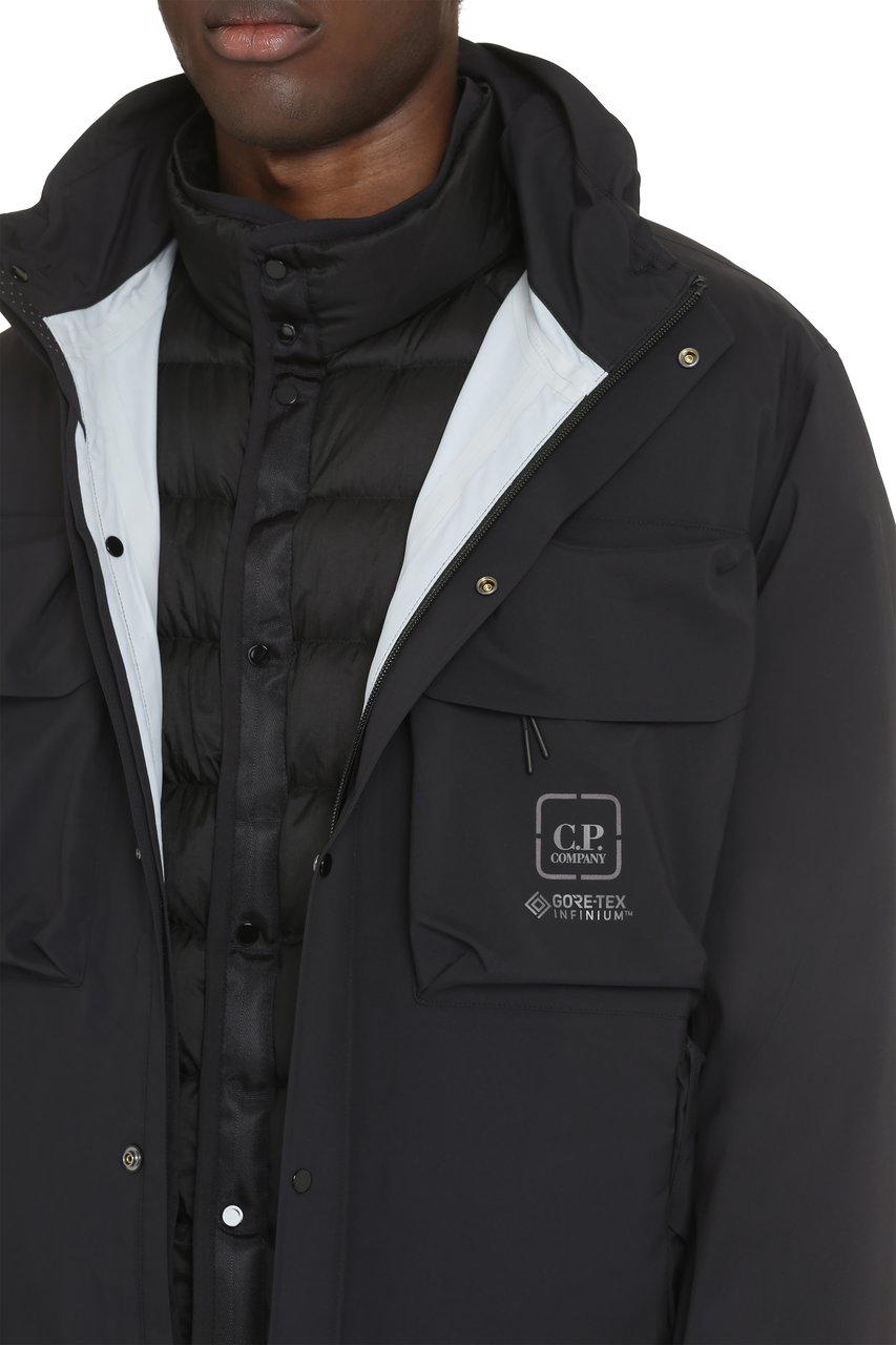 CP Company Technical fabric jacket with internal removable down jacket Zwart