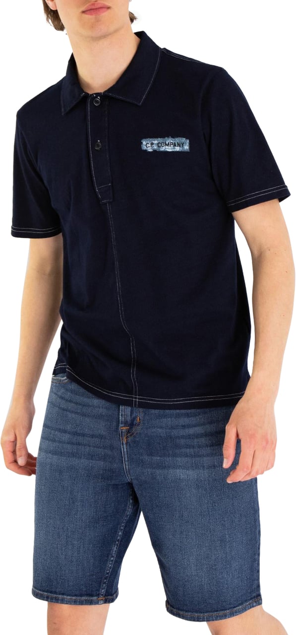 CP Company Heren Denimlook Polo Blauw Blauw