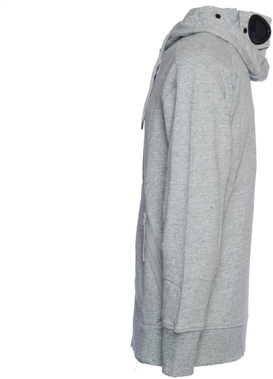 CP Company Diagonal Raised Fleece Goggle Zipped Hooded  Sweatshirt Grijs
