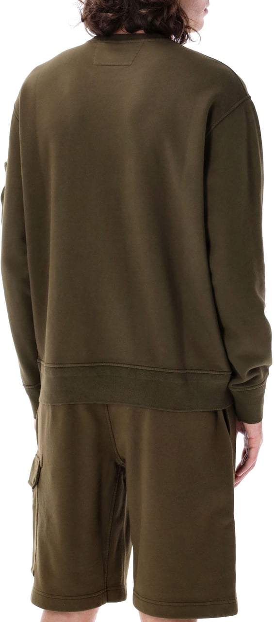CP Company Cotton Diagonal Fleece Crew Neck Sweatsh Ivy Green Groen