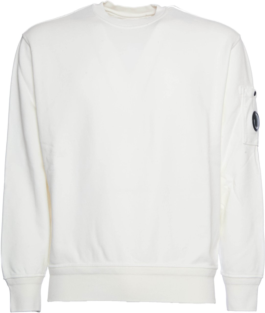 CP Company Cotton Diagonal Fleece Crew Neck Sweatshirt Wit