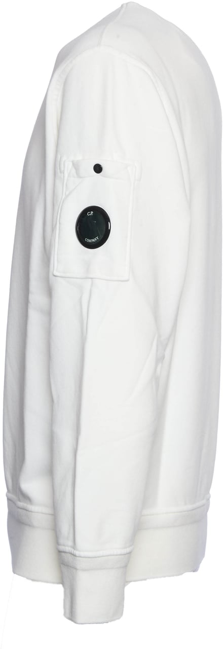 CP Company Cotton Diagonal Fleece Crew Neck Sweatshirt Wit