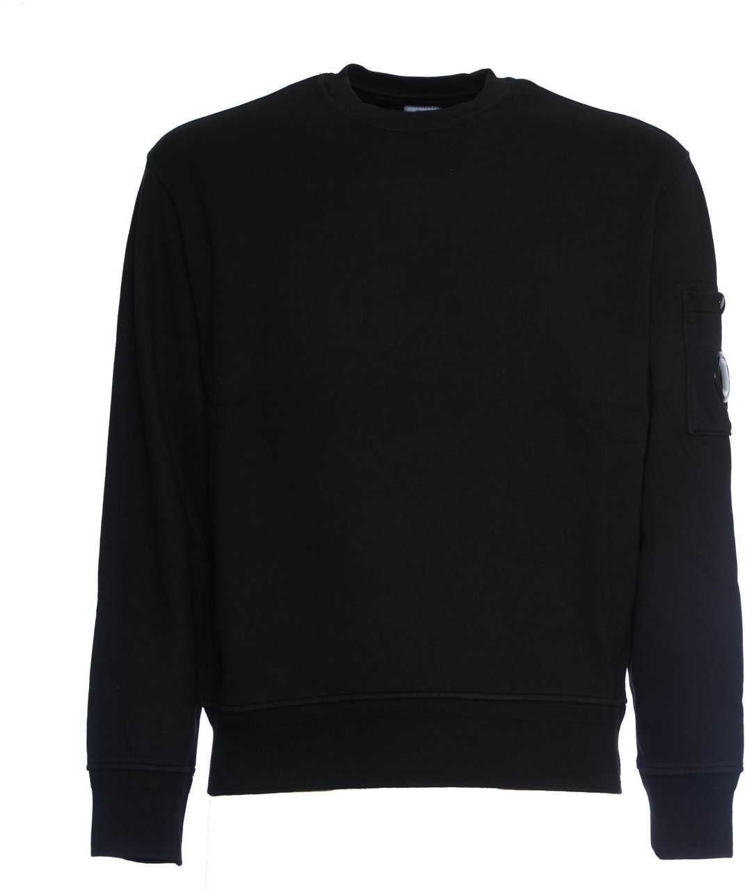 CP Company Cotton Diagonal Fleece Crew Neck Sweatshirt Zwart