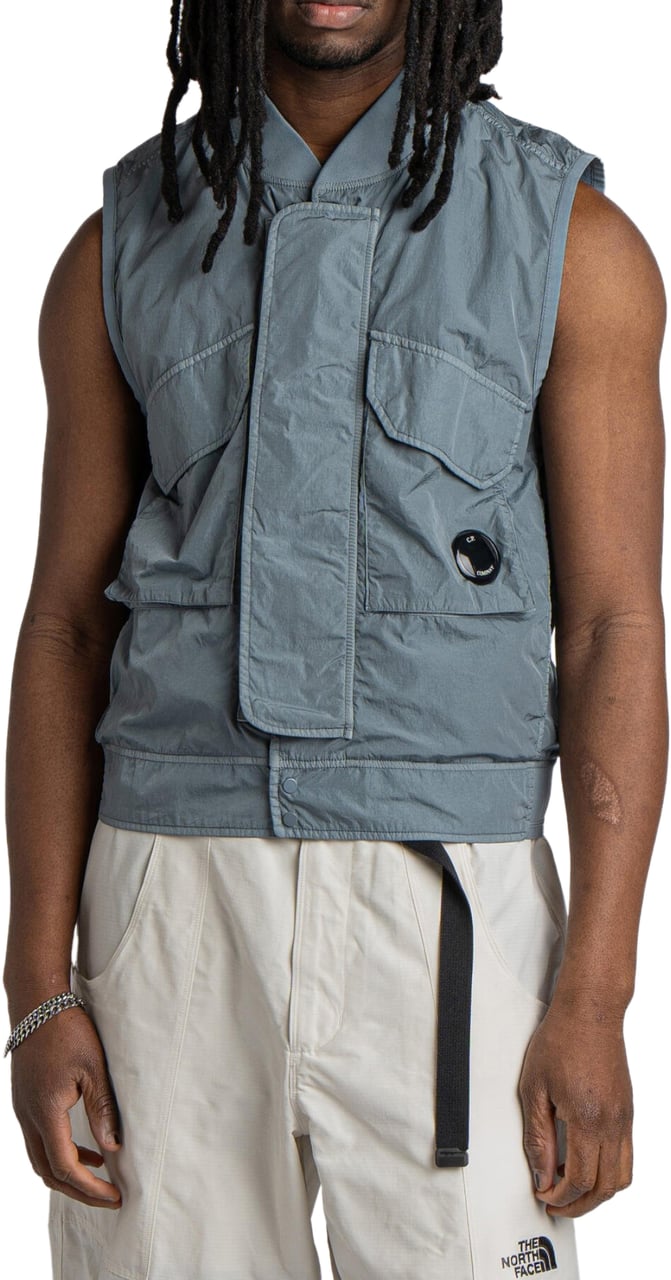 CP Company Chrome R Lens Logo Vest Jacket Blauw